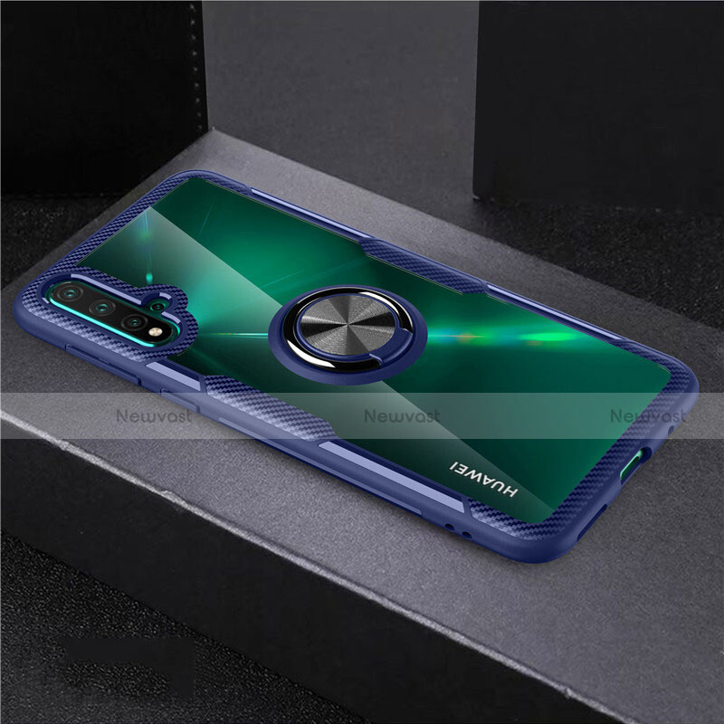 Ultra-thin Transparent TPU Soft Case Cover with Magnetic Finger Ring Stand C02 for Huawei Nova 5