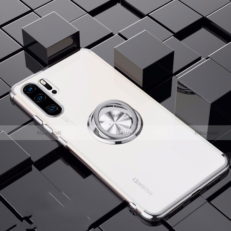 Ultra-thin Transparent TPU Soft Case Cover with Magnetic Finger Ring Stand C02 for Huawei P30 Pro New Edition