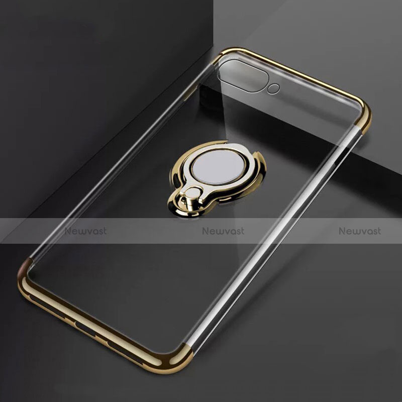 Ultra-thin Transparent TPU Soft Case Cover with Magnetic Finger Ring Stand C02 for Oppo K1