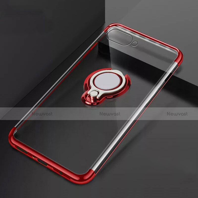 Ultra-thin Transparent TPU Soft Case Cover with Magnetic Finger Ring Stand C02 for Oppo R15X