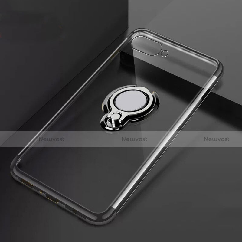 Ultra-thin Transparent TPU Soft Case Cover with Magnetic Finger Ring Stand C02 for Oppo R15X Black