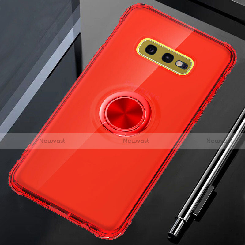 Ultra-thin Transparent TPU Soft Case Cover with Magnetic Finger Ring Stand C02 for Samsung Galaxy S10e