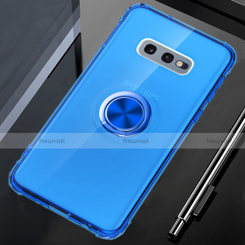 Ultra-thin Transparent TPU Soft Case Cover with Magnetic Finger Ring Stand C02 for Samsung Galaxy S10e