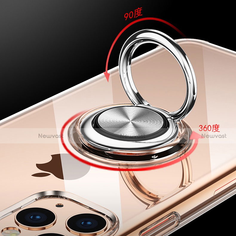 Ultra-thin Transparent TPU Soft Case Cover with Magnetic Finger Ring Stand C03 for Apple iPhone 11 Pro