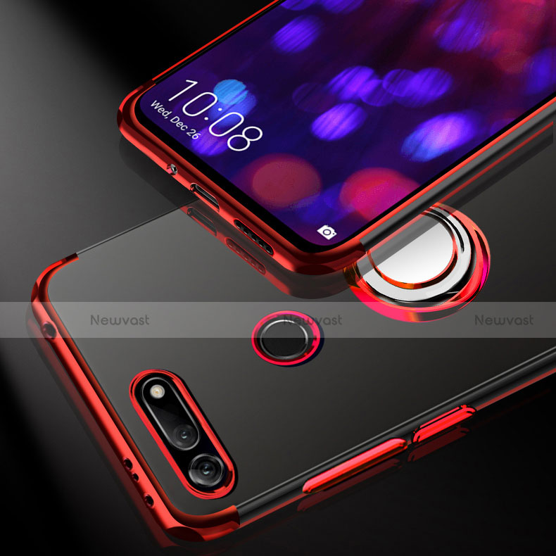 Ultra-thin Transparent TPU Soft Case Cover with Magnetic Finger Ring Stand C03 for Huawei Honor V20