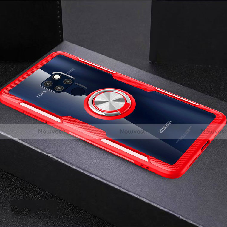 Ultra-thin Transparent TPU Soft Case Cover with Magnetic Finger Ring Stand C03 for Huawei Mate 20 X 5G