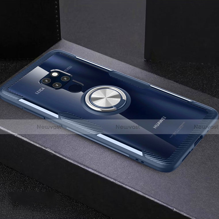 Ultra-thin Transparent TPU Soft Case Cover with Magnetic Finger Ring Stand C03 for Huawei Mate 20 X 5G