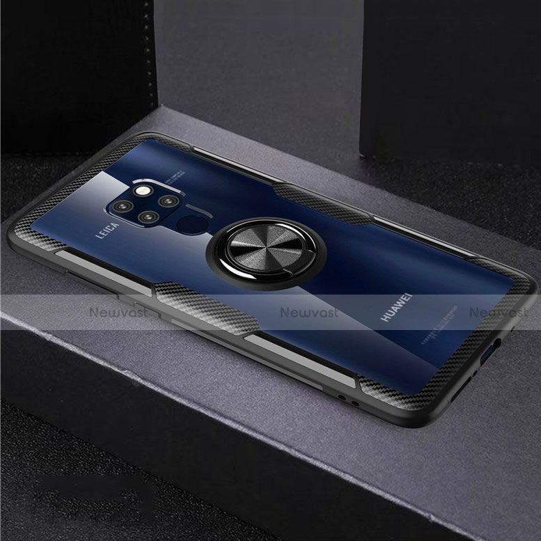 Ultra-thin Transparent TPU Soft Case Cover with Magnetic Finger Ring Stand C03 for Huawei Mate 20 X 5G