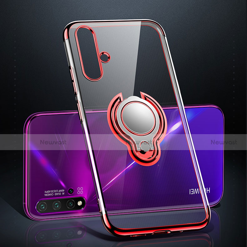 Ultra-thin Transparent TPU Soft Case Cover with Magnetic Finger Ring Stand C03 for Huawei Nova 5