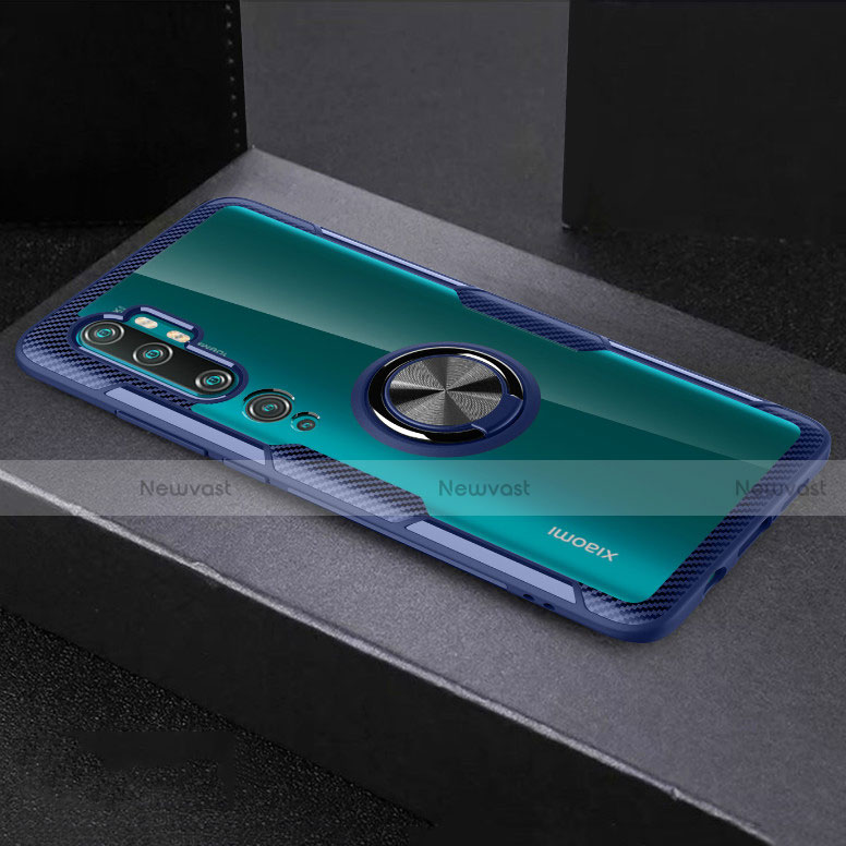 Ultra-thin Transparent TPU Soft Case Cover with Magnetic Finger Ring Stand D01 for Xiaomi Mi Note 10