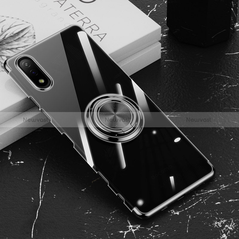 Ultra-thin Transparent TPU Soft Case Cover with Magnetic Finger Ring Stand for Sony Xperia Ace II