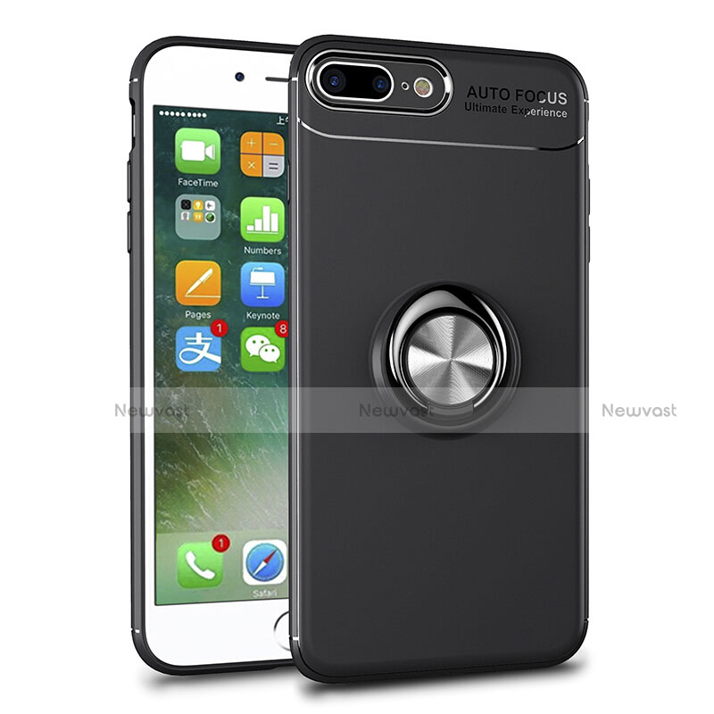 Ultra-thin Transparent TPU Soft Case Cover with Magnetic Finger Ring Stand S01 for Apple iPhone 7 Plus