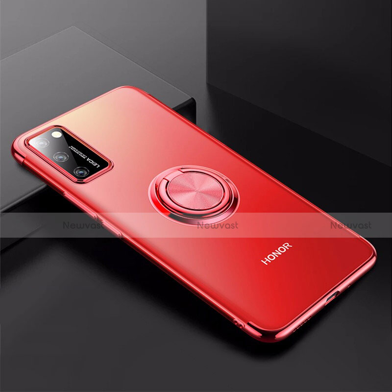 Ultra-thin Transparent TPU Soft Case Cover with Magnetic Finger Ring Stand S01 for Huawei Honor V30 Pro 5G