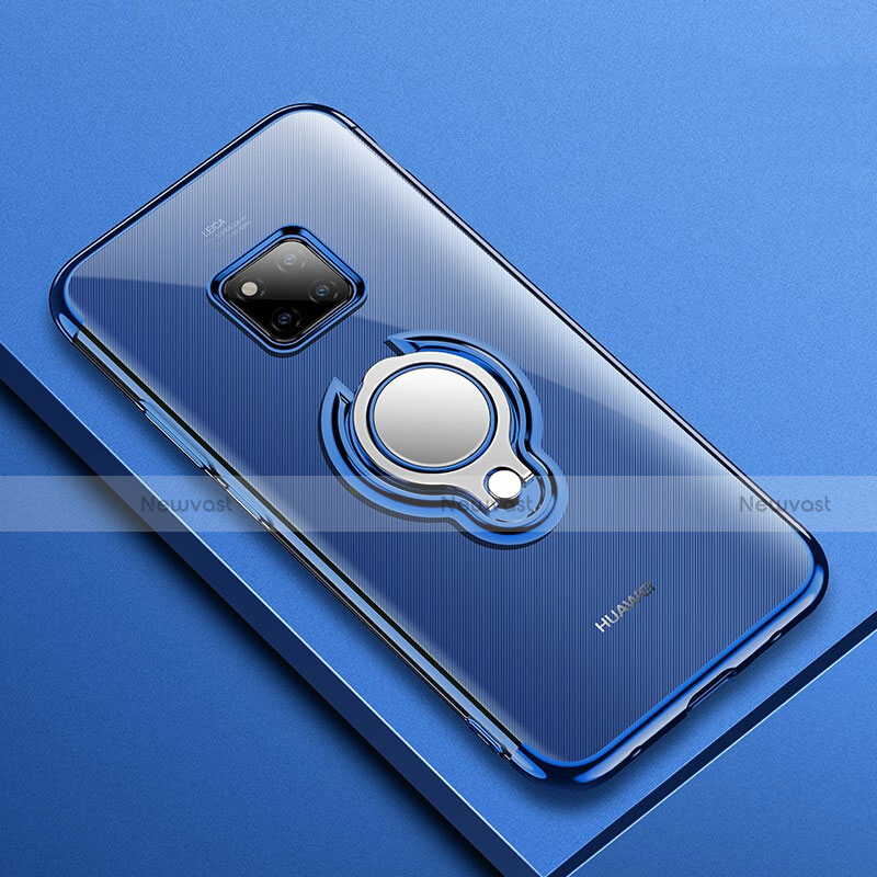 Ultra-thin Transparent TPU Soft Case Cover with Magnetic Finger Ring Stand S01 for Huawei Mate 20 Pro