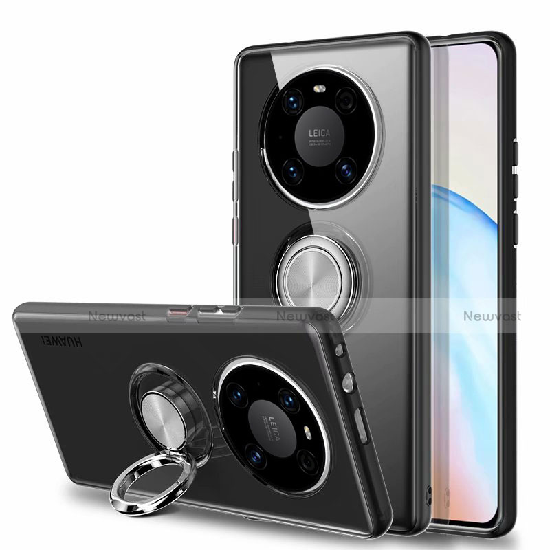 Ultra-thin Transparent TPU Soft Case Cover with Magnetic Finger Ring Stand S01 for Huawei Mate 40
