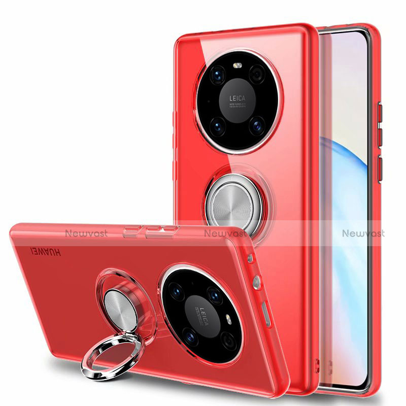 Ultra-thin Transparent TPU Soft Case Cover with Magnetic Finger Ring Stand S01 for Huawei Mate 40 Pro