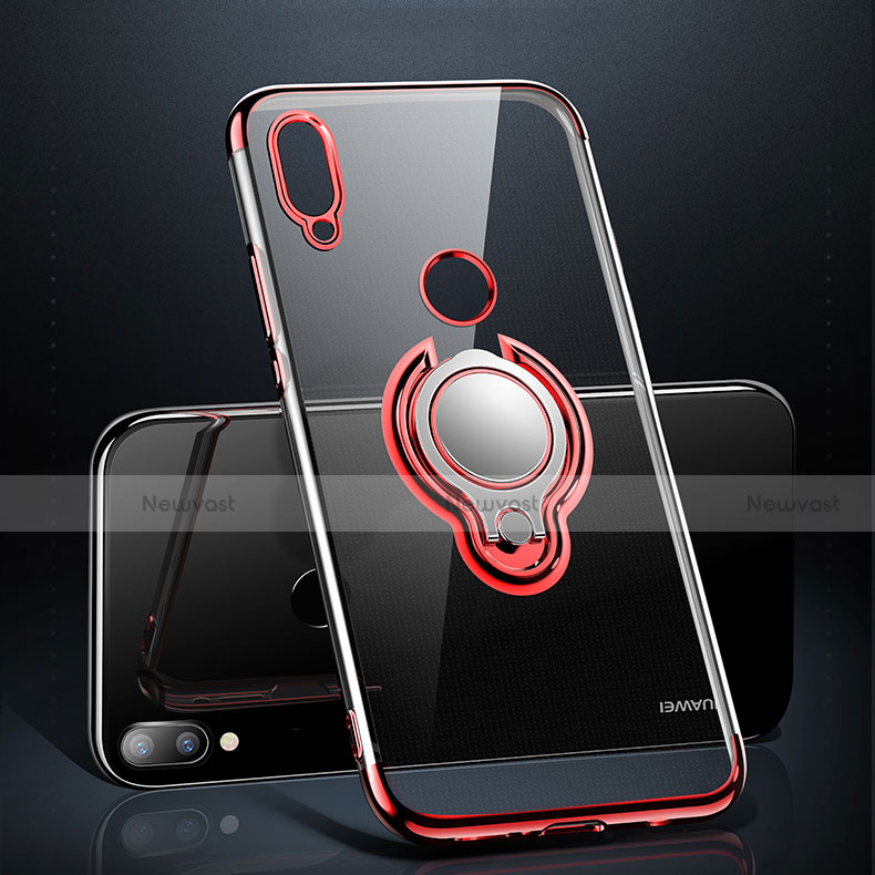 Ultra-thin Transparent TPU Soft Case Cover with Magnetic Finger Ring Stand S01 for Huawei P20 Lite
