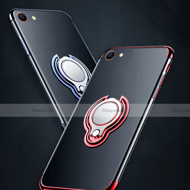 Ultra-thin Transparent TPU Soft Case Cover with Magnetic Finger Ring Stand S01 for Oppo A71
