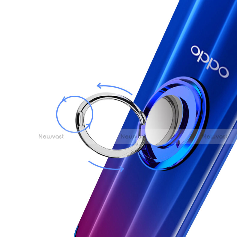 Ultra-thin Transparent TPU Soft Case Cover with Magnetic Finger Ring Stand S01 for Oppo K1