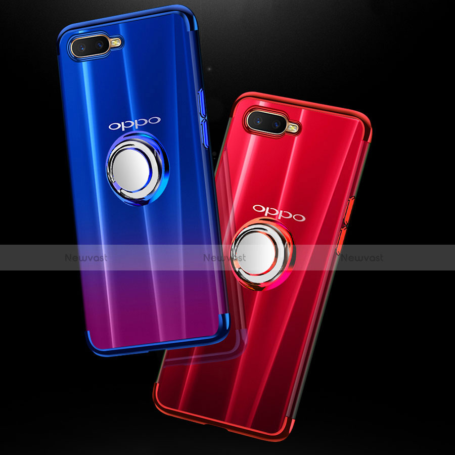 Ultra-thin Transparent TPU Soft Case Cover with Magnetic Finger Ring Stand S01 for Oppo R15X