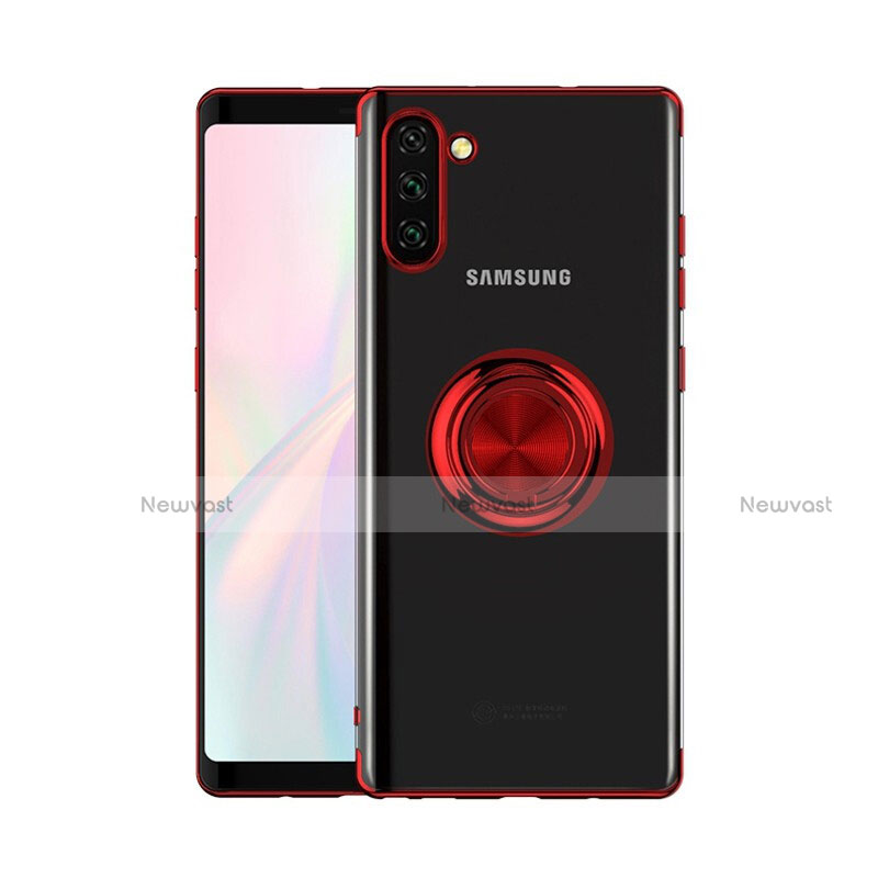 Ultra-thin Transparent TPU Soft Case Cover with Magnetic Finger Ring Stand S01 for Samsung Galaxy Note 10 5G