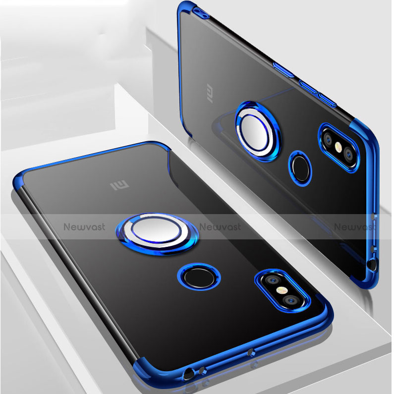 Ultra-thin Transparent TPU Soft Case Cover with Magnetic Finger Ring Stand S01 for Xiaomi Mi Max 3