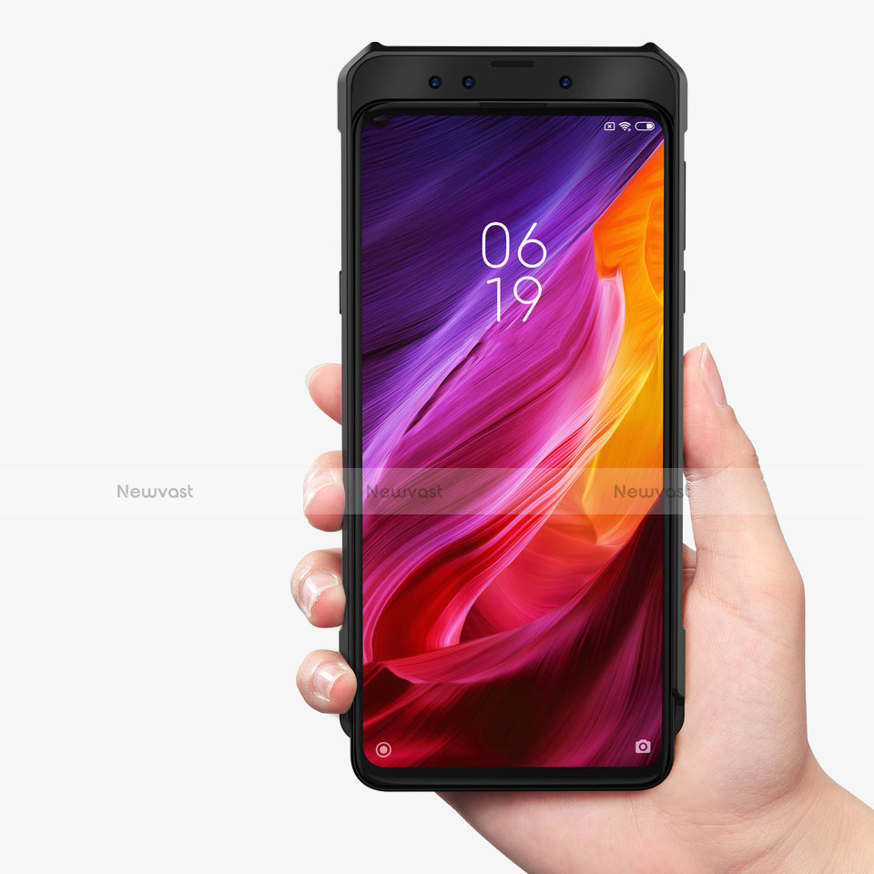 Ultra-thin Transparent TPU Soft Case Cover with Magnetic Finger Ring Stand S01 for Xiaomi Mi Mix 3