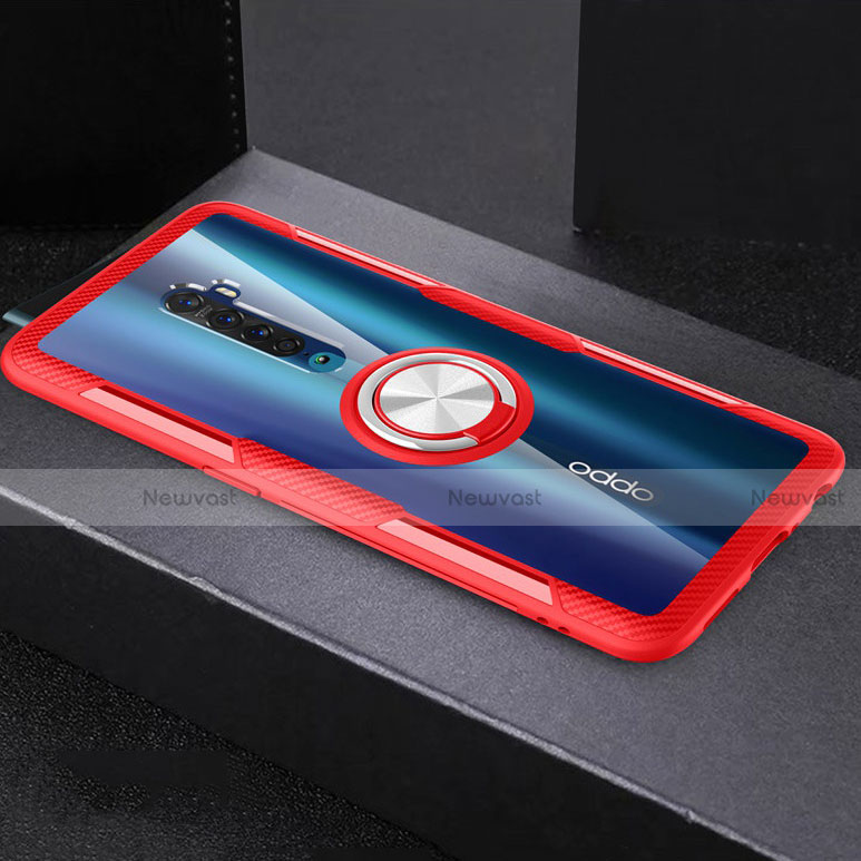Ultra-thin Transparent TPU Soft Case Cover with Magnetic Finger Ring Stand S02 for Oppo Reno2