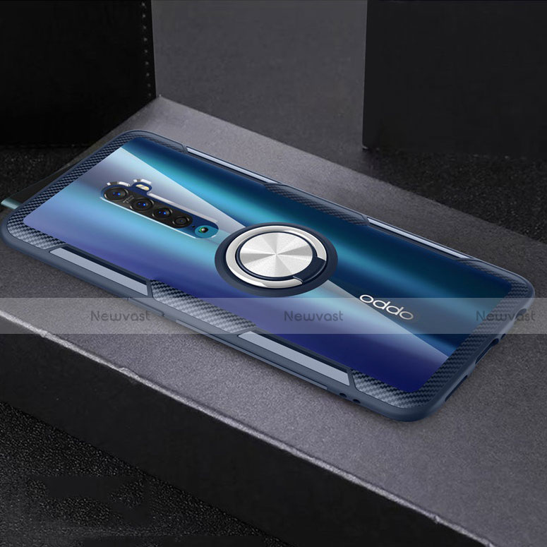 Ultra-thin Transparent TPU Soft Case Cover with Magnetic Finger Ring Stand S02 for Oppo Reno2