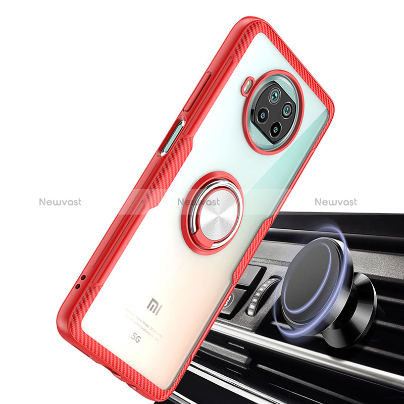 Ultra-thin Transparent TPU Soft Case Cover with Magnetic Finger Ring Stand ZL1 for Xiaomi Mi 10i 5G