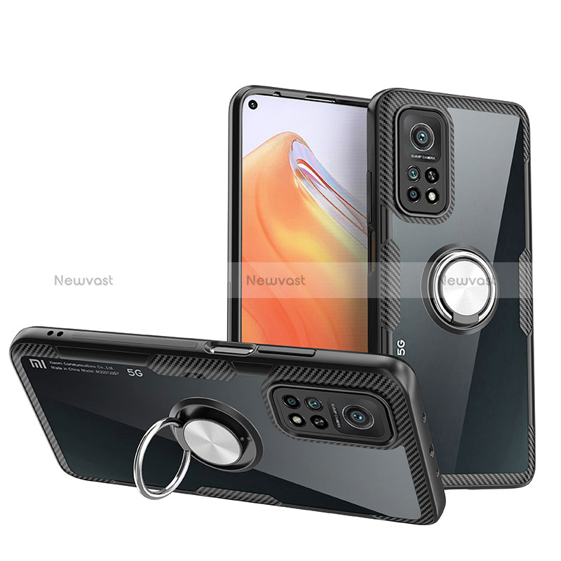 Ultra-thin Transparent TPU Soft Case Cover with Magnetic Finger Ring Stand ZL1 for Xiaomi Mi 10T 5G