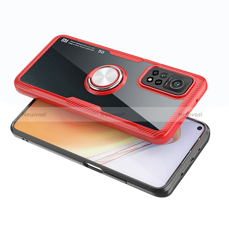 Ultra-thin Transparent TPU Soft Case Cover with Magnetic Finger Ring Stand ZL1 for Xiaomi Mi 10T 5G