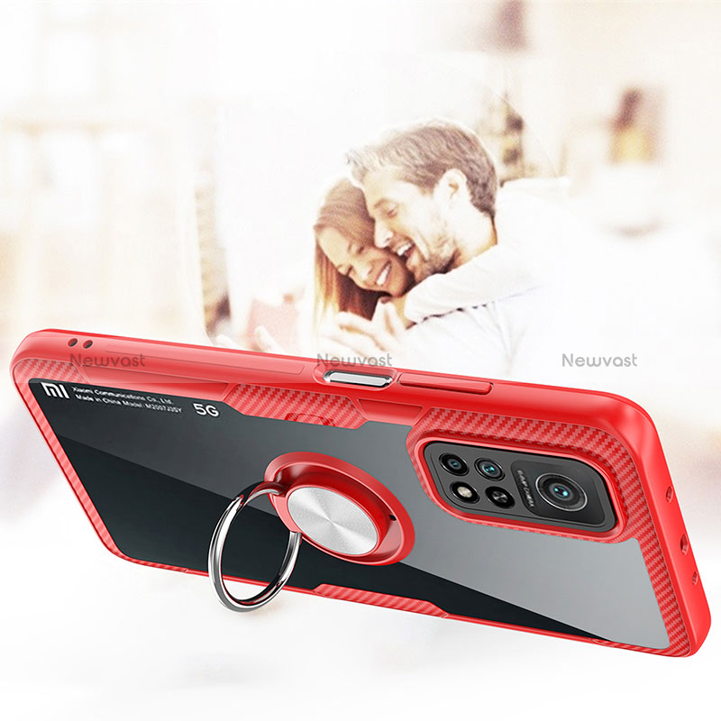 Ultra-thin Transparent TPU Soft Case Cover with Magnetic Finger Ring Stand ZL1 for Xiaomi Mi 10T Pro 5G