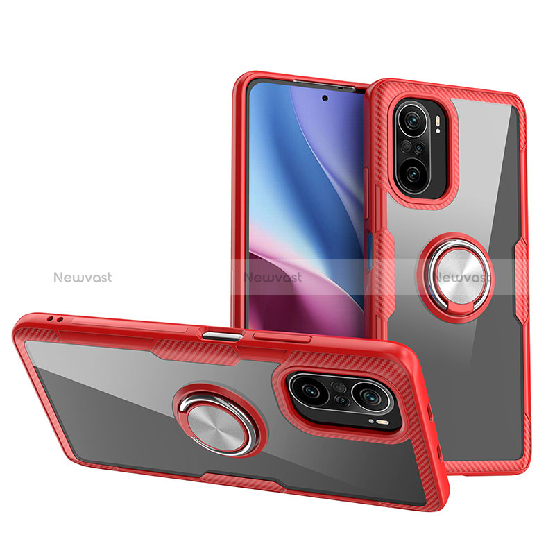 Ultra-thin Transparent TPU Soft Case Cover with Magnetic Finger Ring Stand ZL1 for Xiaomi Mi 11X Pro 5G