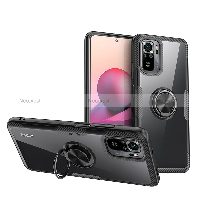 Ultra-thin Transparent TPU Soft Case Cover with Magnetic Finger Ring Stand ZL1 for Xiaomi Poco M5S
