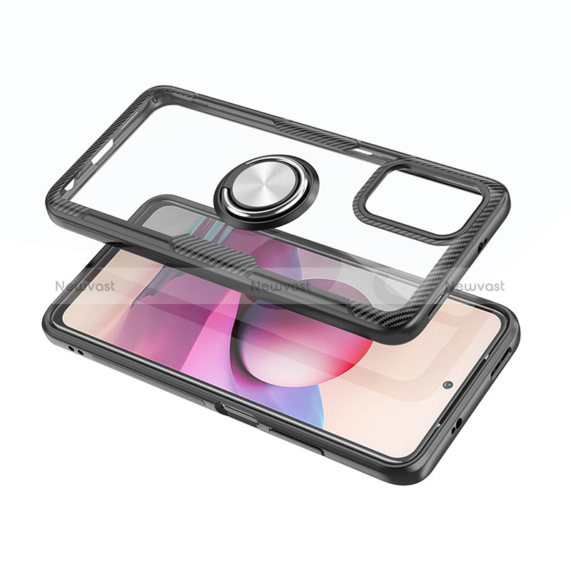 Ultra-thin Transparent TPU Soft Case Cover with Magnetic Finger Ring Stand ZL1 for Xiaomi Poco M5S
