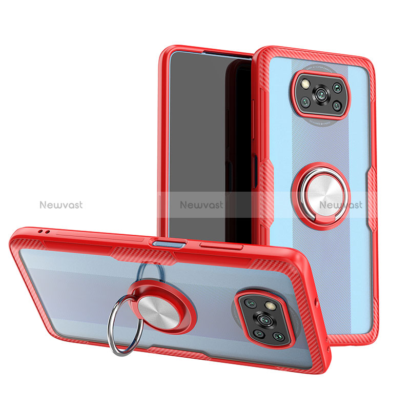 Ultra-thin Transparent TPU Soft Case Cover with Magnetic Finger Ring Stand ZL1 for Xiaomi Poco X3 NFC