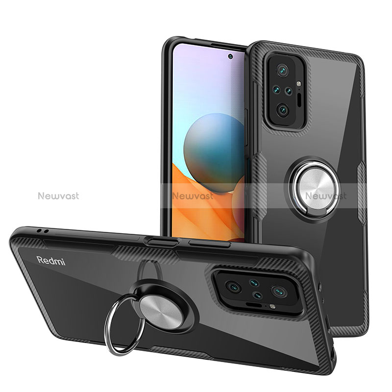 Ultra-thin Transparent TPU Soft Case Cover with Magnetic Finger Ring Stand ZL1 for Xiaomi Redmi Note 10 Pro 4G