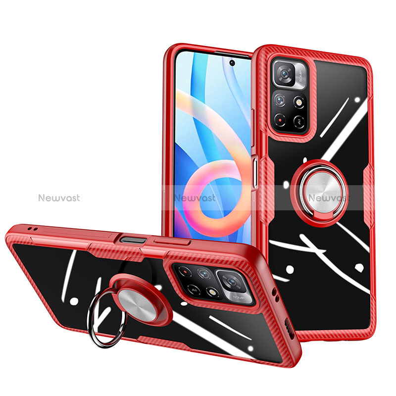 Ultra-thin Transparent TPU Soft Case Cover with Magnetic Finger Ring Stand ZL1 for Xiaomi Redmi Note 11S 5G