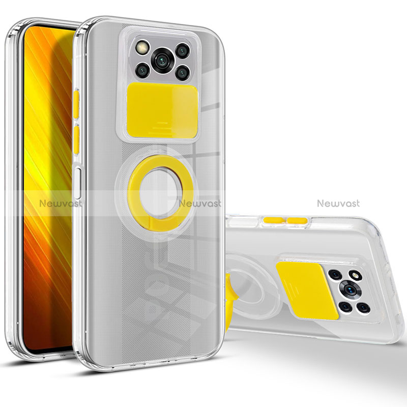 Ultra-thin Transparent TPU Soft Case Cover with Stand for Xiaomi Poco X3 NFC Yellow