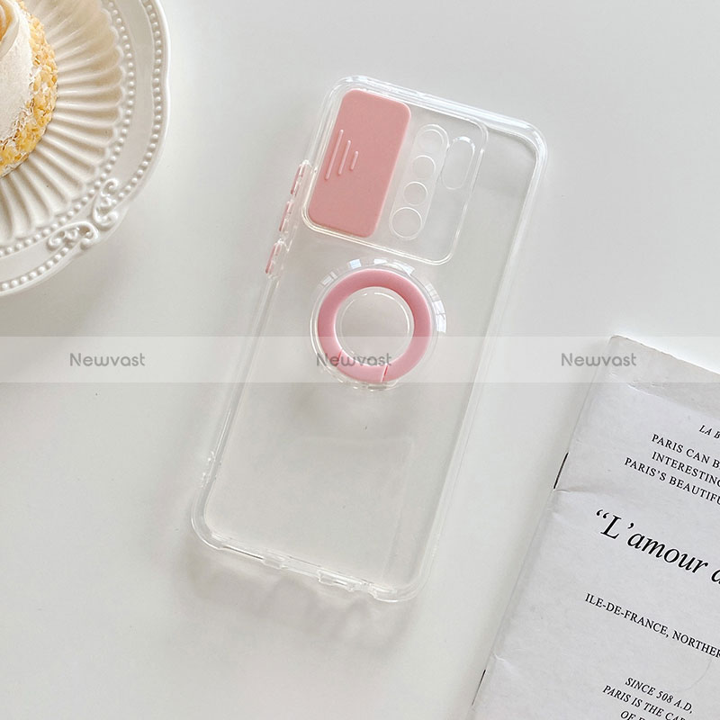Ultra-thin Transparent TPU Soft Case Cover with Stand for Xiaomi Redmi 9 Prime India