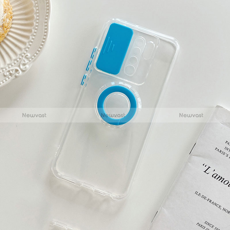 Ultra-thin Transparent TPU Soft Case Cover with Stand for Xiaomi Redmi 9 Sky Blue