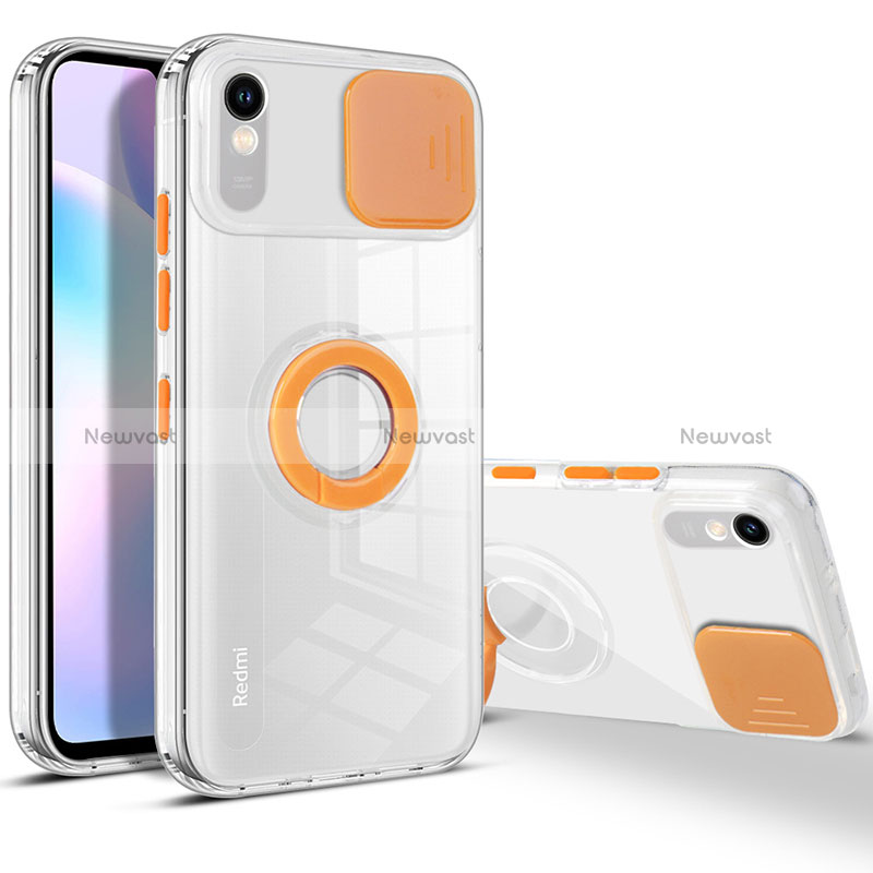 Ultra-thin Transparent TPU Soft Case Cover with Stand for Xiaomi Redmi 9AT Orange