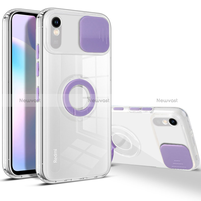 Ultra-thin Transparent TPU Soft Case Cover with Stand for Xiaomi Redmi 9AT Purple