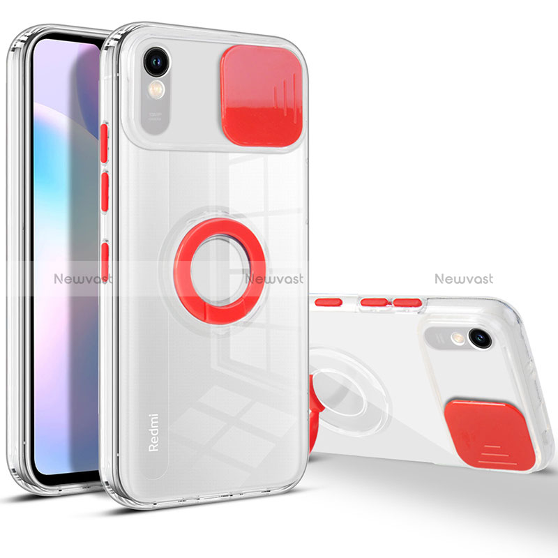 Ultra-thin Transparent TPU Soft Case Cover with Stand for Xiaomi Redmi 9AT Red