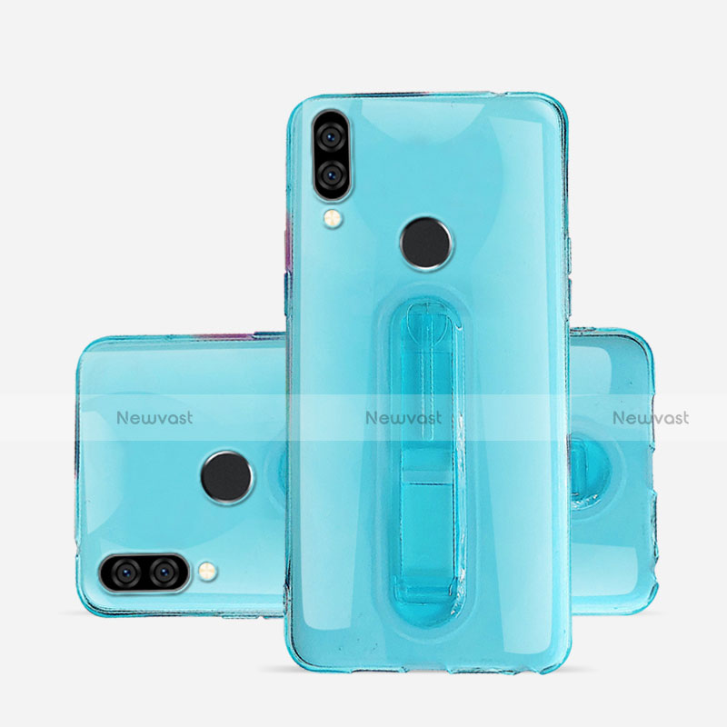 Ultra-thin Transparent TPU Soft Case Cover with Stand S01 for Huawei Nova 3e