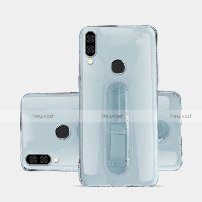 Ultra-thin Transparent TPU Soft Case Cover with Stand S01 for Huawei Nova 3e Clear