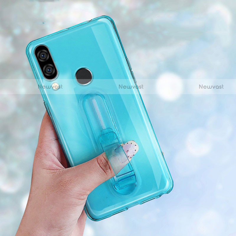 Ultra-thin Transparent TPU Soft Case Cover with Stand S01 for Huawei P20 Lite