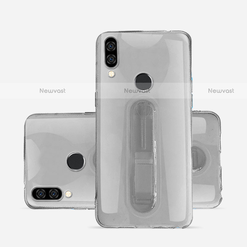 Ultra-thin Transparent TPU Soft Case Cover with Stand S01 for Huawei P20 Lite Gray