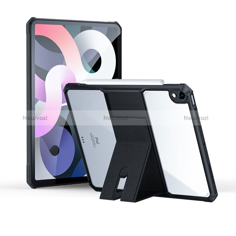 Ultra-thin Transparent TPU Soft Case Cover with Stand S02 for Apple iPad Air 4 10.9 (2020) Black